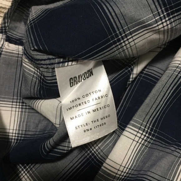 Grayson The Hero Plaid Button Up Shirt Women’s 03 Navy Blue White Lightweight - Picture 8 of 8